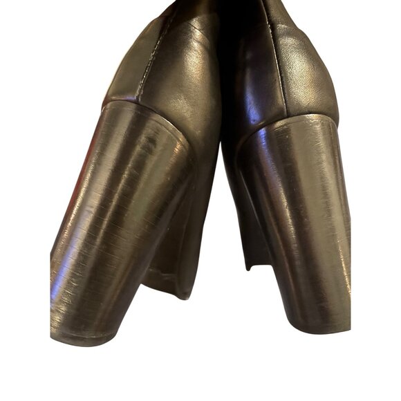 SPAZIO MODA Black Leather High Heel Ankle Boots Women Size 9.5 - Picture 11 of 14